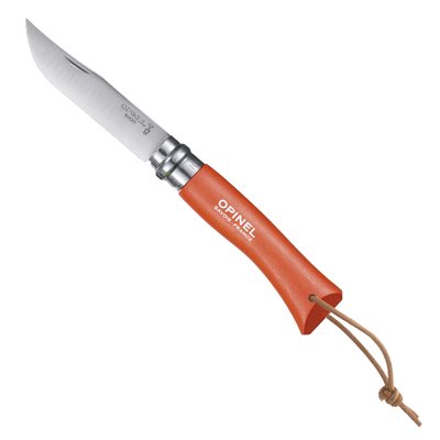 Couteau   N°07 lame 8 cm avec lien en cuir-BAROUDEUR OPINEL
