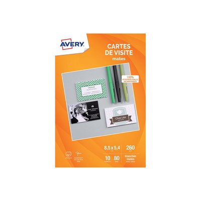 Papier créatif 80 Cartes de visite 85x54mm mates 260g AVERY