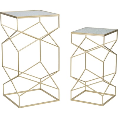 Duo de tables hautes en fer et verre GLAM RECOLLECTION