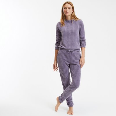 Effen pyjama in geribd fluweel SO'HOME
