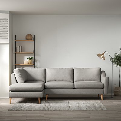 Rosa Curve Soft Woven Chaise - Left facing with Light Wood Legs SO'HOME