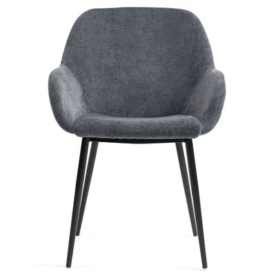 Chaise repas accoudoirs tissu chenille  pied métal HIBIS ZAGO