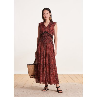 Robe longue cintrée sans manches à imprimé LA FEE MARABOUTEE