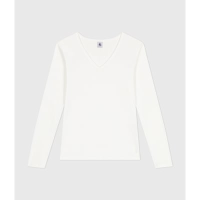 T-shirt Manches Longues Femme Col V Croisé - 95% Coton, Basique Chic Et Confortable
