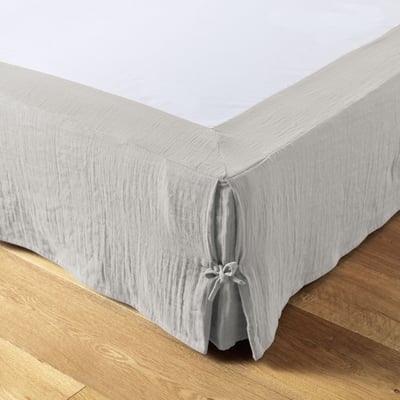 Cache sommier, en 100 % Gaze de coton, avec volant 30 cm EDEN