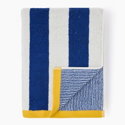 Drap de plage jacquard rayé, 100x180cm, 100% coton bio MONOPRIX