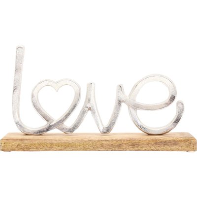 Décoration à poser en aluminium et bois de manguier 32 x 19 cm Love JARDINDECO