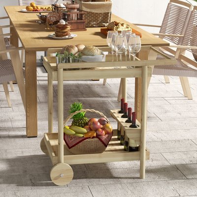 Desserte de jardin pour plancha barbecue bois OUTSUNNY