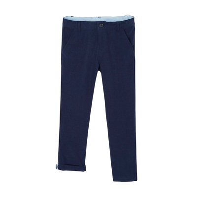 Pantalon chino en coton/lin VERTBAUDET