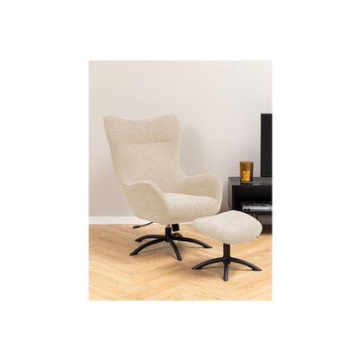 Fauteuil à oreilles pivotant avec repose-pieds en tissu - BRISTOL HELLIN, DEPUIS 1862