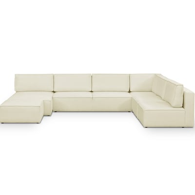 Canapé d'angle droit convertible 10+1 places en tissu bouclé - HARPER MOD HOMIFAB