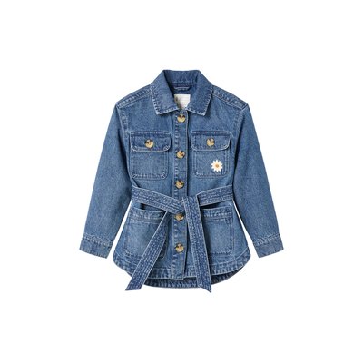 Veste saharienne en jean inscription "love" brodée dos VERTBAUDET