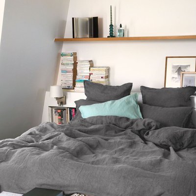 Housse de couette en lin lavé, RÊVE DE LIN BLANC CERISE