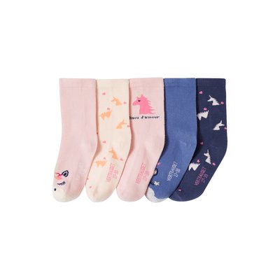 Lot de 5 paires de chaussettes licornes et coeurs VERTBAUDET
