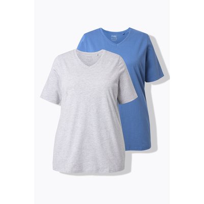 T-shirts en coton bio. Col en V et manches ULLA POPKEN