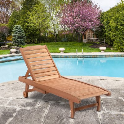 Bain de soleil dossier réglable roulettes tablette sapin OUTSUNNY