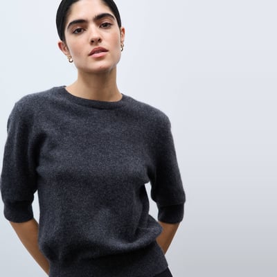 Pull uni manches courtes en 100% cachemire MONOPRIX