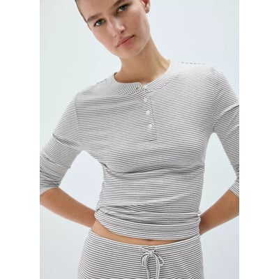 T-shirt de pyjama à rayures avec boutons MANGO