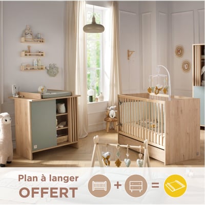 Chambre bébé complète, Lit bébé et Commode à langer avec claustra SAUTHON