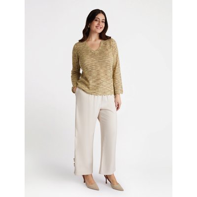 Pull chiné effet multicolore avec col en V plongeant et feston dans le bas FIORELLA RUBINO