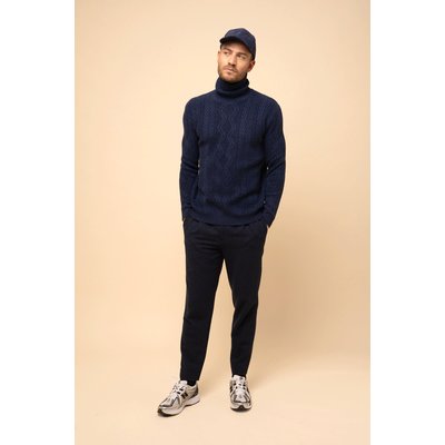 Pull Col Roulé 6 Fils Bleu Nuit Chiné Dorje JUST CASHMERE