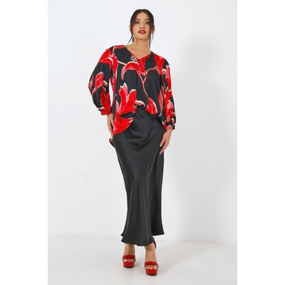 Blouse en imprimé floral satiné JEAN-MARC PHILIPPE