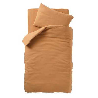 Parure housse de couette + taie d'oreiller unie en gaze de coton Bio* VERTBAUDET