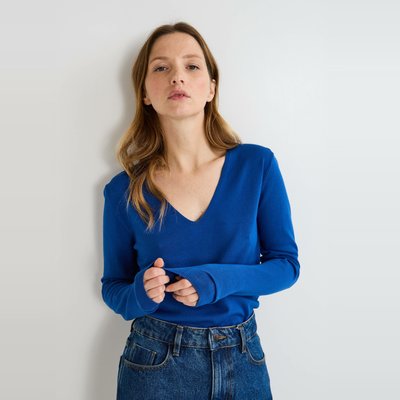 Pull col V uni MONOPRIX