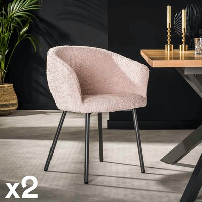 Fauteuil de table en bouclette rose (lot de 2) GALWAY PIER IMPORT