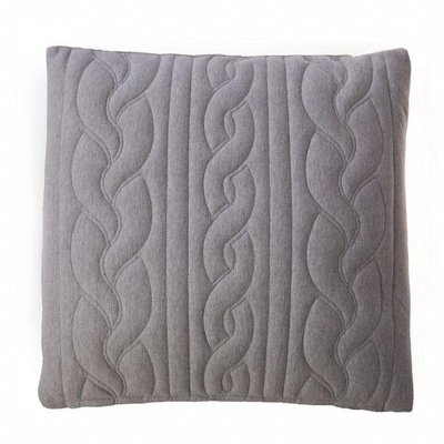 Housse de coussin grise brodée en laine 45 x 45 cm Cléo ZAGO