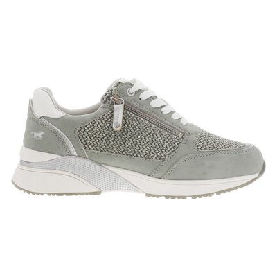 Baskets FEMME Mustang vertes sauge et à lacets plats et zip MUSTANG