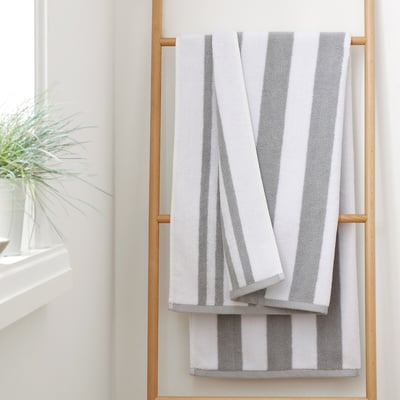 Reversible Stripe Cotton Jacquard Bath Sheet BIANCA FINE LINENS