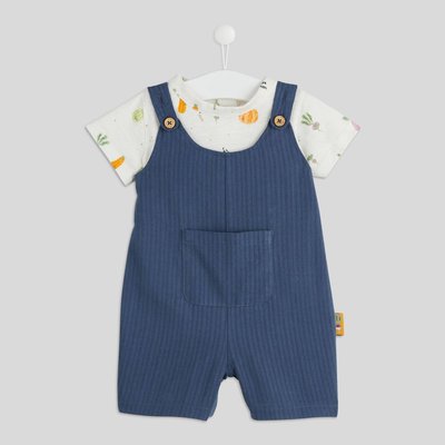 Set salopette brodée et tee-shirt imprimé en coton BIO, certifié GOTS et OEKO-TEX BOUT'CHOU