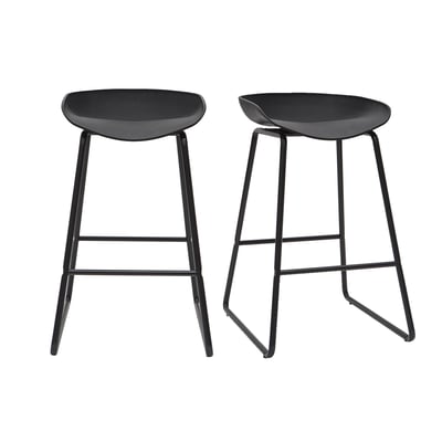 Tabourets de bar design noirs H65 cm (lot de 2) PEBBLE MILIBOO