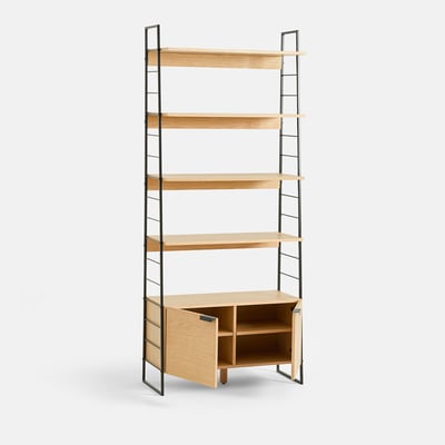 Libreria in rovere impiallacciato e acciaio inossidabile, altezza 190 cm, WATFORD LA REDOUTE INTERIEURS