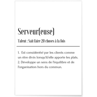 Affiche Définition Serveur(euse) L'AFFICHERIE
