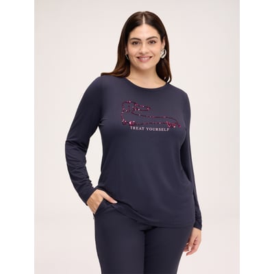 T-shirt avec teckel en paillettes et inscription FIORELLA RUBINO