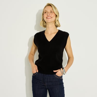 Pull sans manches col V GRAIN DE MALICE