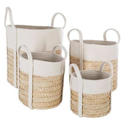 Lot de 4 paniers en fibres de maïs tressées et coton à anses IRVIN ATMOSPHERA