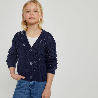 Gilet col V en fine maille ajourée LA REDOUTE COLLECTIONS
