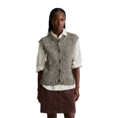 Cardigan sans manches, coupe décontractée en mélange de laine vierge et de laine d'alpaga MARC O’POLO DENIM