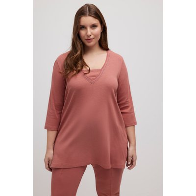 T-shirt long, dentelle col en V, manches 3/4 ULLA POPKEN
