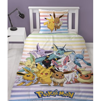 Parure de Lit Enfant Imprimée Réversible, PIKACHU ET EVOLI POKEMON