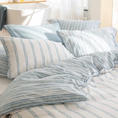 Taie d'oreiller en percale de coton, LIGNES ÉPHÉMÈRES BLANC CERISE