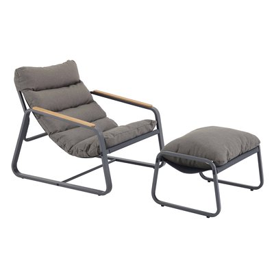 Fauteuil relax en acier et polyester avec repose-pieds OVIALA