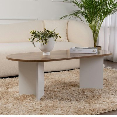Table basse ovale plateau effet noyer - pieds en V MARFA PIER IMPORT
