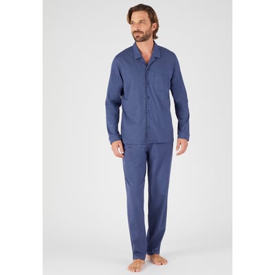 Pyjama boutonné pur coton peigné marine DAMART