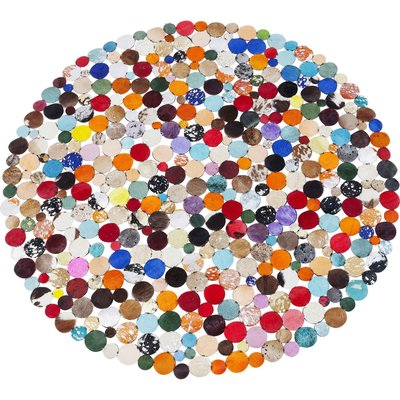 Tapis rond patchwork en cuir, CIRCLE KARE DESIGN