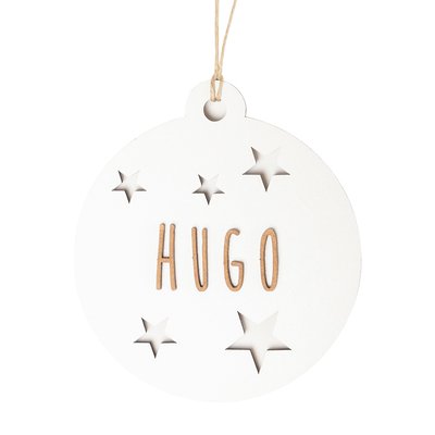 Boule de Noël personnalisable bois blanc VINTIUN