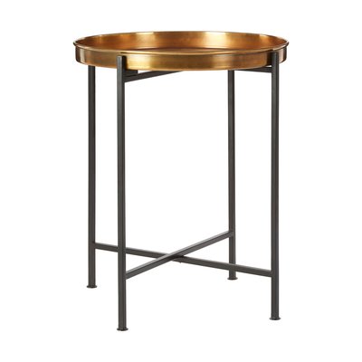 Brass Finished Small Side Table with Slim Metal Legs SO'HOME